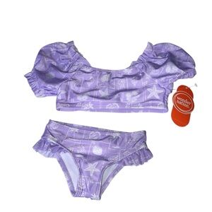 Wonder Nation Purple Sea Shore RashGuard Bikini